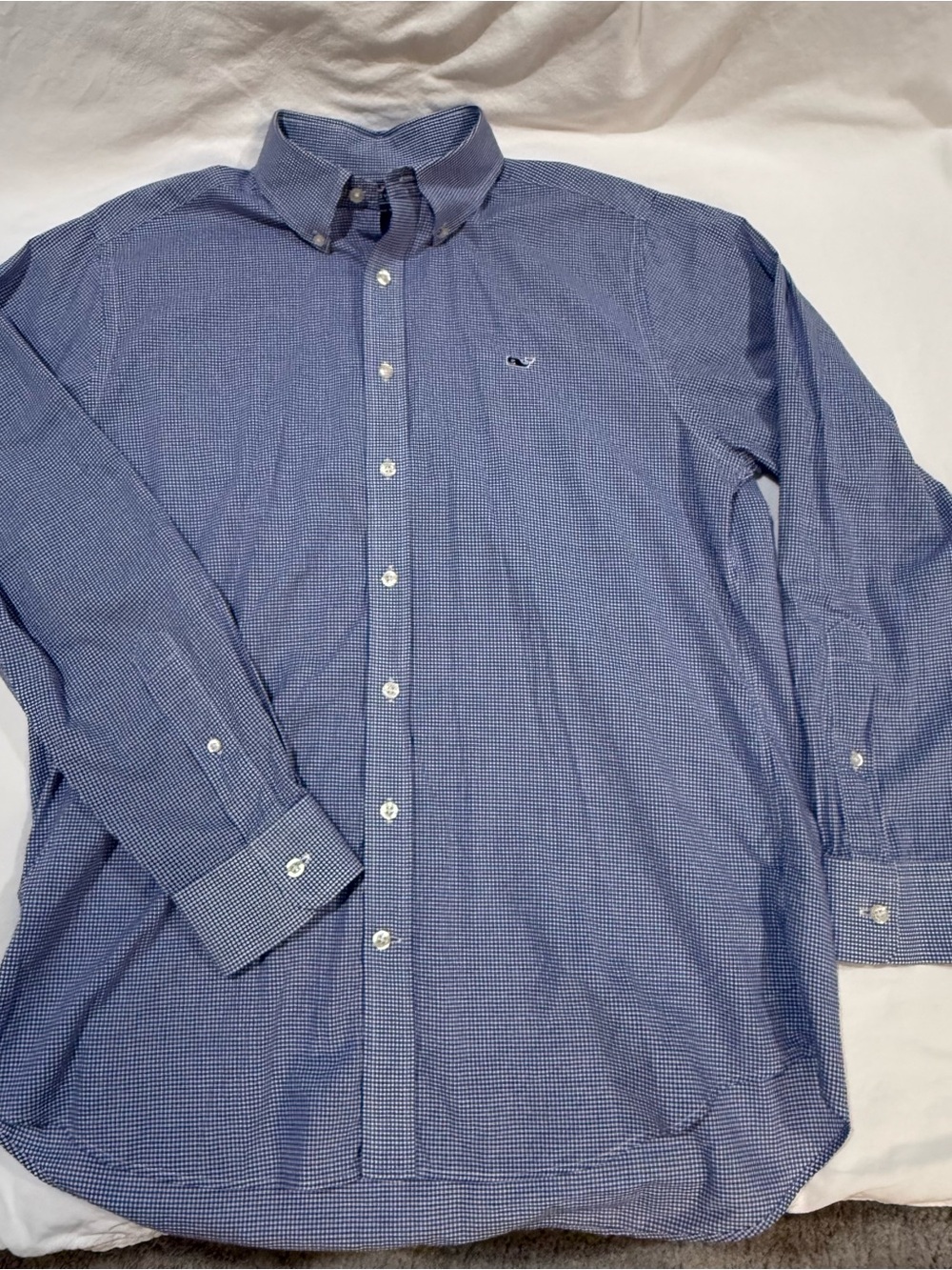 Vineyard Vines Navy & White Micro-Check Button-Down Shirt